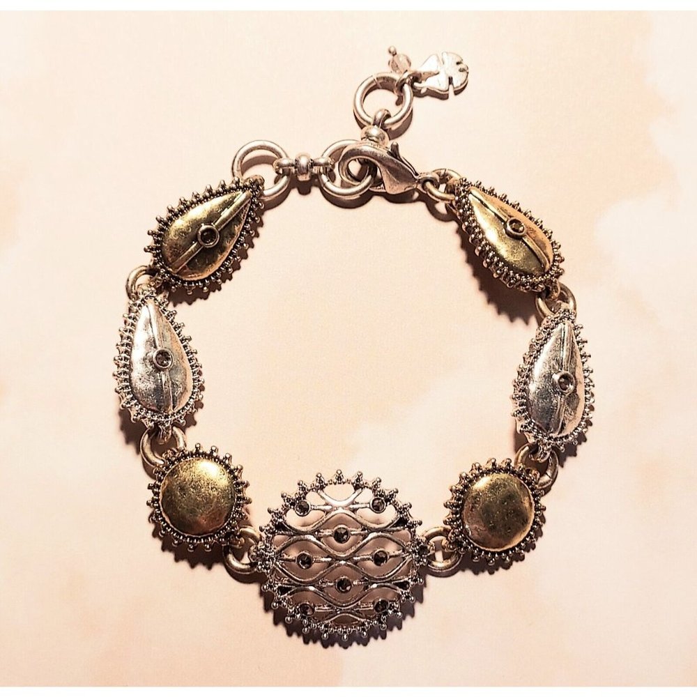 Lucky Brand Brass And Silver Toned Bracelet Lobster Clasp with Gemstones